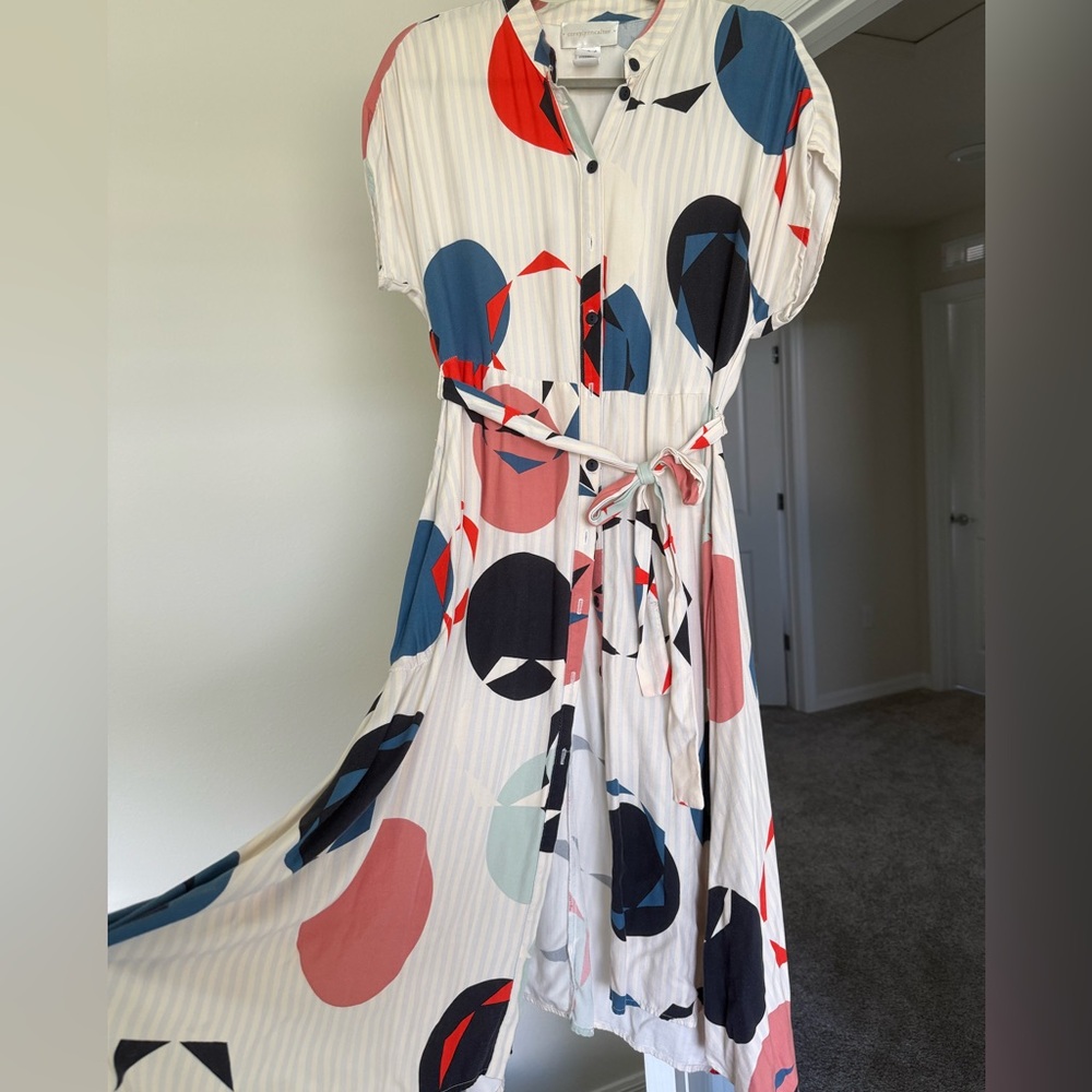 Anthropologie x Corey Lynn Calter Multicolor Geometric Midi Shirt Dress